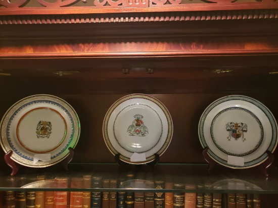 Decorative Heraldic plates with stands, Lot of 3