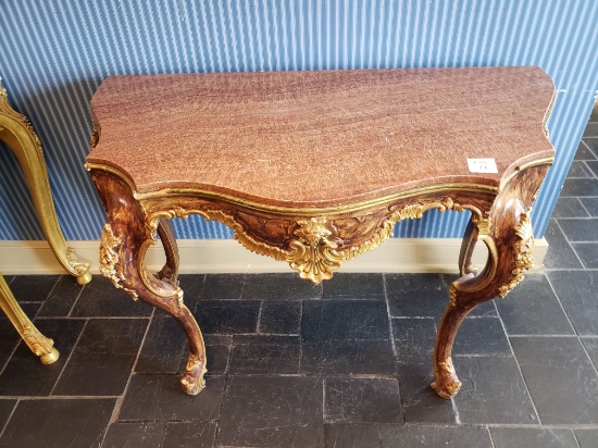 Hall Stand, Red marble top, gilt Rococo/French Empire style 3'10" x 2'1" x 2'8"