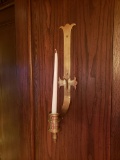 Brass candle wall sconces, cross pattern, Pair