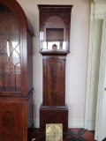 English grandfather clock case with brass dial, 19th Century, no movement, 7' x 10