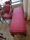 Oriental style bench, Red Damask Stripe upholstered cushion