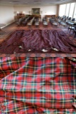 Collection of Royal Stewart tartan curtains & valance from Overlook room, 6 pcs