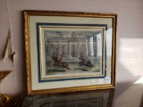 Antique Print, Gilt framed, 2 Frenchmen on horseback, 2'8
