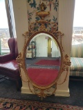 Mirror, Large Oval, Gilt Framed, Beveled Glass, 5'2