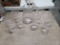Set of Eight Stemmed Water Glasses and Pitcher, Decorative Handle & Stems