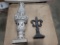 Two Decorative Table Stands, Pineapple and Cast Iron Fleur de Lis