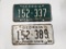1957 AND 1958 Georgia License Plates '152-337' and '152-389' - Unrestored Original, Restorable