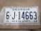 1965 Georgia License Plate '6 J 14663', restored years ago by Bob Rogers in NC