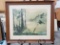 Framed Watercolor Print, Mountain Scene, hand signed but illegible, marked Paul B. Victorius