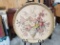 Round Antique Floral Print in Gilt Frame, 25.5