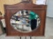 Antique Oak Framed Beveled Mirror, Arts & Crafts Style, Wall-Hanging, 39.5