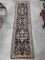 Plush Wool Floral Runner Rug, deep blue/green with tan/red/white accents, good quality, 7'4