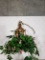 Antiqued Brass/Copper Hanging Lantern with Artificial Plant Decoration
