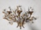 Three Light Wall Sconce/Candelabra, Brass/Copper Color with Crystal Flowers, Hardwired