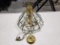 Vintage Nu-Tone 6 Lamp Leaded Glass/Brass Hanging Hall Lamp or Chandelier, Hardwired