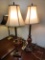 Vase Style Table Lamps, Pair, Red/Rubbed Bronze Floral Patterns, Contemporary, working