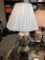 Oriental Style Vase Lamp, Floral Pattern, Jade Marble Base, with shade, working