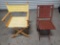 Antique Folding Stadium Chair Painted Red and Yellow Fabric Director Folding Chair