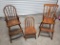 Two Antique High Chairs and One Matching Barrel Back Child's Chair, Handmade, Oak and Maple