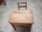 Primitive Wood Child's School Desk and Matching Chair, ca. 1940s-50s