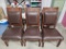 Five High-Back Tobacco Leaf Wood & Leather Dining Room or Conference Chairs, Minor Finish Issues