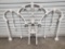 Full Size Bed Headboard, White Metal, Cast Iron Accents, Small End Legs - We May Have Rails