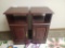 Small Side Stands, Pair, Simulated Mahogany Finish, Contemporary, Single Door