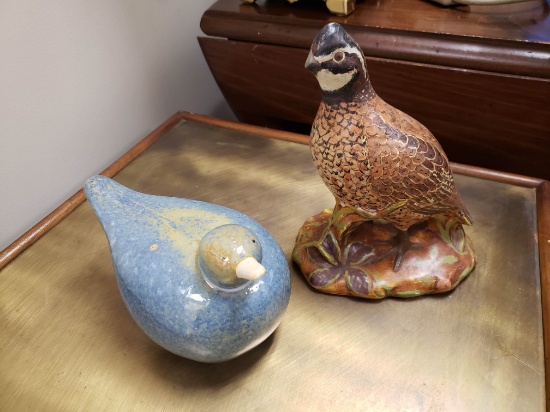 Pair of Porcelain Quail, one noted as used in TV show set design