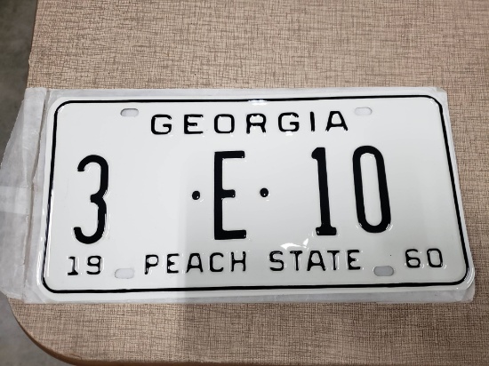 1960 Georgia License Plate '3 E-10', restored years ago by Bob Rogers in NC