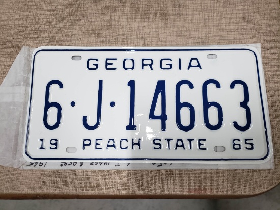 1965 Georgia License Plate '6 J 14663', restored years ago by Bob Rogers in NC