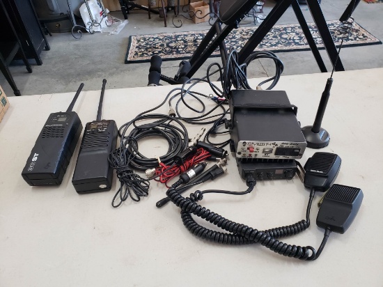 Collection of CB Radios, Antenna and Amplifier, Various Makes
