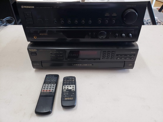 Pioneer VSX-455 Pro Logic Receiver and Technics 5 Disc CD Changer & Remote Controls
