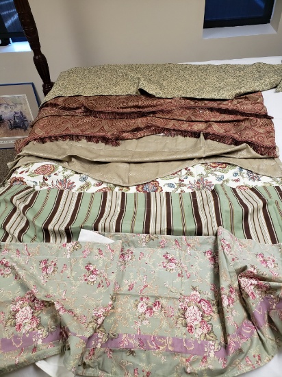 Collection of Curtain Valance Panels, Various Fabrics, 7 in total