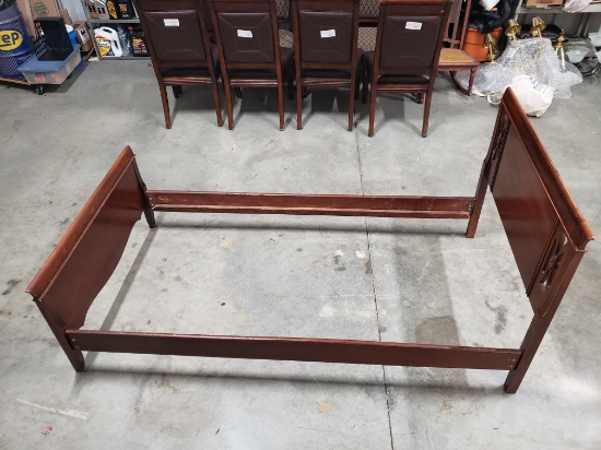 Twin Sleigh Bed with Side Rails, Cherry Finish, Marked "Dixie - 1041"