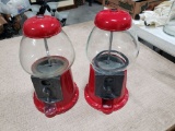 Two Coin Operated Tabletop Gumball Machines