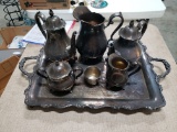 Webster 6-Piece Silverplate Tea Set with Tray and Small Lennox Silverplate Cup