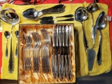 WMF 90 GERMAN ART NOUVEAU SILVER PLATE CUTLERY & SERVING W/TRAY 45 PC POLISHED