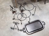 Collection of Outdoor Decorative Elements - Four Pot Holder, Tray, Cookbook Holder, Scrollwork