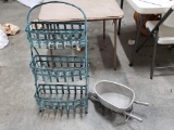 Three Tiered Folding Flower Basket in the style of a Stepstool and Minature Wheelbarrow Planter