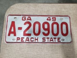 1949 Georgia License Plate 'A-20900', older restoration with use