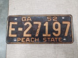 1952 Georgia License Plate 'E-27197', unrestored and good survivor condition