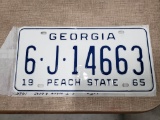 1965 Georgia License Plate '6 J 14663', restored years ago by Bob Rogers in NC