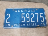 1970 Georgia License Plate '2 59275', unrestored with some edge wear