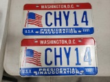 Presidential Inaugural License Plates, 1981 Ronald Reagan, Pair, unrestored, slight edge wear