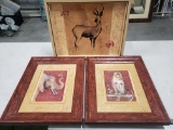 Lot of 3 Decorator Animal Prints, Antelope, Monkey, Elephant, with faux finish and signatures