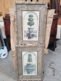 Pair of 2 Framed Italianate Topiary Prints, dated 1998, still in wrapping paper, see photos