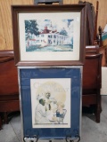 Two Framed Prints, Edward Brewer Cream of Wheat ad, 1924 and Watercolor of Mount Vernon, 1937