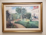 Gilt Framed Giclee of Oil Painting, Lady in Garden, 40.5