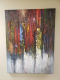 Large Modernist Oil Painting, likely machine-made, unsigned, Canvas on Frame, 47