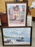 Two Large Professionally Framed Posters, Pink House, Charleston 32